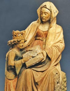 Bild: 			Die Unterweisung Mariens, Werk um 1450. (Foto: Senger)		                    					                    